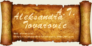 Aleksandra Tovarović vizit kartica